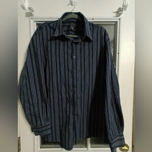 Van Heusen Blue Striped Casual Button Down Shirt